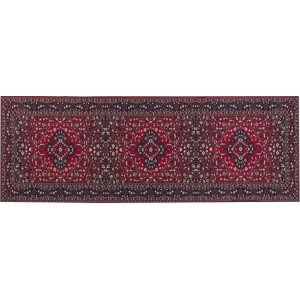 Beliani Runner Rug Red Polyester 70 x 200 cm Hallway Kitchen Runner Long Carpet Anti-Slip Backing Material:Polyester Size:xx70