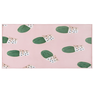 Beliani Area Rug Pink and Green Printed Cactus 80 x 150 cm Low Pile for Children Material:Polyester Size:xx80