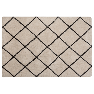 Beliani Area Rug Carpet Beige and Black Fabric Shaggy Geometric Pattern Rectangular 160 x 230 cm Material:Polyester Size:xx160