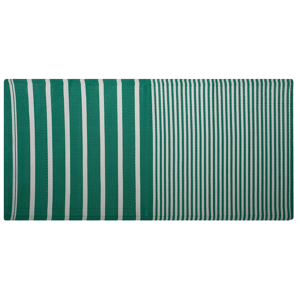 Beliani Outdoor Rug Mat Green Synthetic 90 x 180 cm Striped Geometric Pattern Eco Friendly Modern Minimalistic Material:Polypropylene Size:xx90