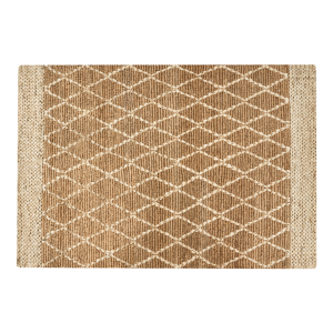 Beliani Area Rug Beige Jute 160 x 230 cm Geometric Pattern Hand Woven Boho Living Room Bedroom Material:Jute Size:xx160