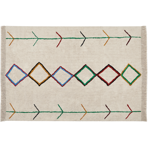 Beliani Area Rug Beige and Black Cotton 160 x 230 cm Minimalistic Tufted Multicolour lPattern Fringed Living Room Bedroom Material:Cotton Size:xx160