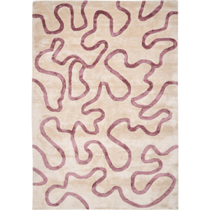 Beliani Area Rug Beige and Pink Viscose and Wool Abstract Pattern 160 x 230 cm Modern Glam Style Material:Viscose Size:xx160