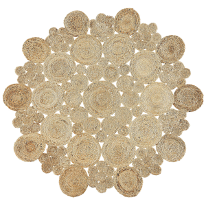 Beliani Area Rug Beige Jute Round Country Living Room ø 135 cm Material:Jute Size:xx135