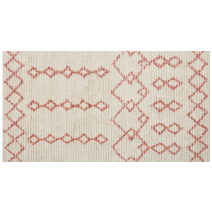 Beliani Rug Beige Pink Cotton 80 x 150 cm Geometric Pattern Hand Tufted Flatweave Living Room Bedroom Material:Cotton Size:xx80