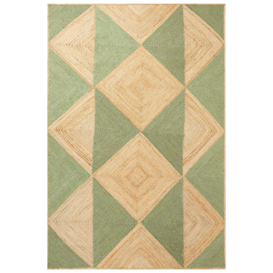 Beliani Area Rug Beige and Green Jute 200 x 300 cm Braided Handmade Natural Boho Style Textile Material:Jute Size:xx200