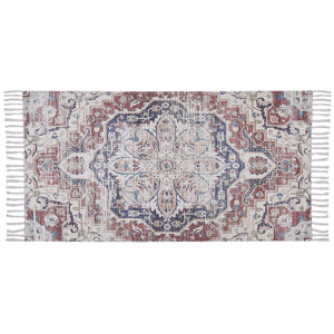 Beliani Area Rug Multicolour Polyester and Cotton 80 x 150 cm Oriental Pattern Distressed with Tassels Living Room Bedroom Material:Polyester Size:xx80