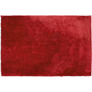 Beliani Shaggy Area Rug Red Cotton Polyester Blend 140 x 200 cm Fluffy Dense Pile  Material:Polyester Size:xx140