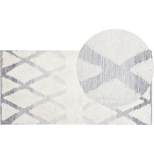 Beliani Area Rug Beige and Grey Cotton 80 x 150 cm Rectangular Hand Woven Distressed Geometric Pattern Material:Cotton Size:xx80