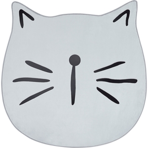 Beliani Kids Rug Grey Polyester ⌀ 100 cm Playroom Mat Animal Cat Print Material:Polyester Size:xx100