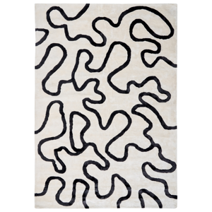 Beliani Area Rug White and Black Viscose and Wool Abstract Pattern 160 x 230 cm Modern Glam Style Material:Viscose Size:xx160
