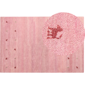 Beliani Wool Area Rug Pink 200 x 300 cm Hand Tufted Western Motif Rustic Modern Design Material:Wool Size:xx200