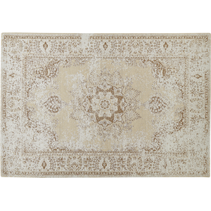 Beliani Area Rug Beige 140 x 200 cm Oriental Distressed Living Room Bedroom Material:Cotton Size:xx140