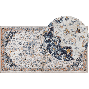 Beliani Area Rug Beige and Blue Polypropylene Polyester 80 x 150 cm Oriental Vintage Pattern Living Room Accessories Material:Polypropylene Size:xx80