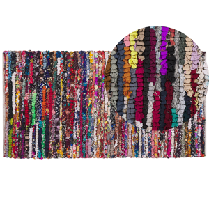 Beliani Rag Rug Multicolour with Cotton 80 x 150 cm Rectangular Hand Woven Oriental Boho Material:Polyester Size:xx80