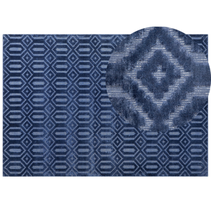 Beliani Rug Blue Viscose 160 x 230 cm Geometric Pattern Hand Woven Flatweave Material:Viscose Size:xx160