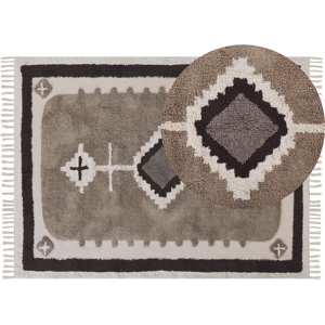 Beliani Area Rug Beige Cotton 160 x 230 cm Tufted Traditional Abstract Pattern Tassels Living Room Bedroom Material:Cotton Size:xx160