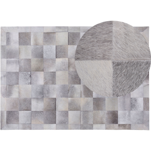 Beliani Area Rug Grey Leather 160 x 230 cm Patchwork Cowhide Geometric Rectangular Modern Material:Cowhide Leather Size:xx160