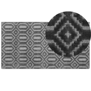Beliani Rug Grey Viscose 80 x 150 cm Geometric Pattern Hand Woven Flatweave Material:Viscose Size:xx80