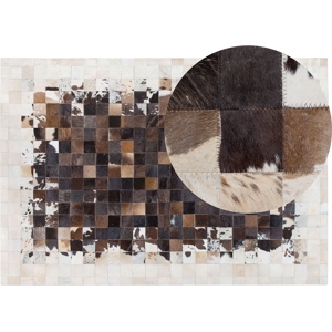 Beliani Rug Brown with Beige Leather 160 x 230 cm Modern Patchwork Cowhide Handcrafted Material:Cowhide Leather Size:xx160