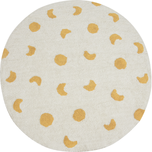 Beliani Area Rug Light Beige and Yellow Cotton ø 140 cm Round Boho Style Living Room Kids Children's Room Material:Cotton Size:xx140