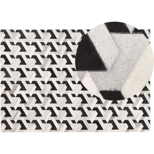 Beliani Area Rug Black and White Cowhide Leather 140 x 200 cm Geometric Pattern Patchwork Material:Cowhide Leather Size:xx140