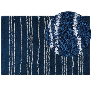 Beliani Shaggy Area Rug Blue and White Polypropylene 200 x 300 cm Modern Striped Pattern Living Room Accessories Material:Polypropylene Size:xx200