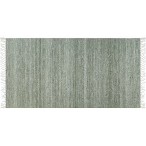 Beliani Area Rug Light Green Recycled PET 80 x 150 cm Indoor Outdoorwith Fringe Material:Synthetic Material Size:xx80