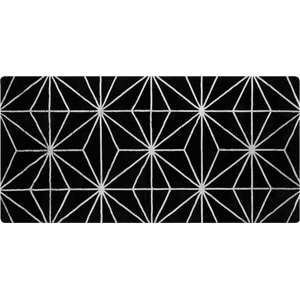 Beliani Area Rug Black with Silver Geometric Pattern Viscose with Cotton 80 x 150 cm Hand Woven Modern Glam Style Living Room Bedroom Material:Viscose Size:xx80