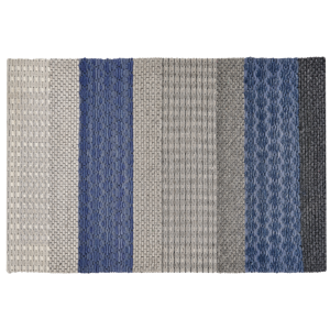 Beliani Area Rug 160 x 230 cm Blue and Grey Wool Bedroom Material:Wool Size:xx160