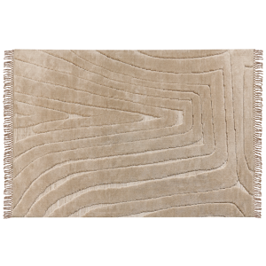 Beliani Area Rug Beige Polyester Cotton Backing 160 x 230 cm Decorative Tassels Floor Mat Classic Design Living Room Bedroom Material:Polyester Size:xx160