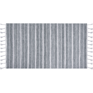 Beliani Area Rug Light Grey Fabric 80 x 150 cm Living Room Bedroom Stripe Pattern Modern Material:Synthetic Material Size:xx80