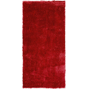 Beliani Shaggy Area Rug Red Cotton Polyester Blend 80 x 150 cm Fluffy Dense Pile  Material:Polyester Size:xx80