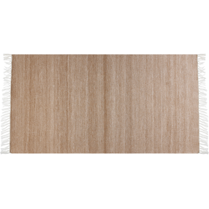 Beliani Area Rug Beige  Recycled PET 80 x 150 cm Indoor Outdoorwith Fringe Material:Synthetic Material Size:xx80