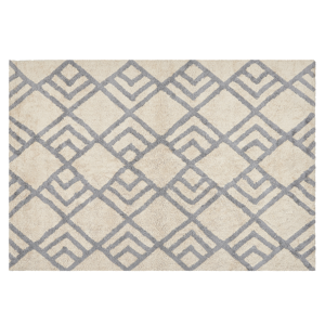 Beliani Area Rug Beige and Rug Cotton 140  x 200  cm Rectangular Hand Tufted Living Room Bedroom Decor Material:Cotton Size:xx140