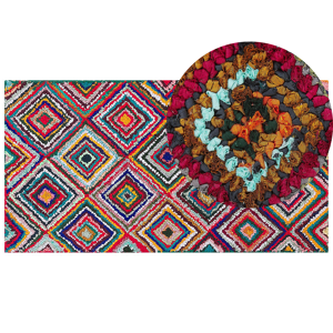Beliani Rag Rug Multicolour Cotton 80 x 150 cm Braided Bohemian Hand Made Rug Material:Cotton Size:xx80