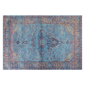 Beliani Area Rug Blue Cotton Polyester 160 x 230 cm Oriental Pattern Distressed Vintage Home Decor Material:Cotton Size:xx160