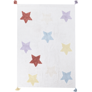 Beliani Kids Area Rug Cotton Multicolour 140 x 200 cm Stars Pattern Handwoven with Tassels Floor Playmat Material:Cotton Size:xx200