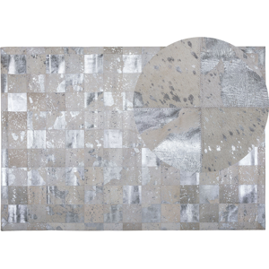 Beliani Rug Beige and Silver Cowhide Leather 230 x 160 cm Handcrafted Low Pile Modern Material:Cowhide Leather Size:xx160