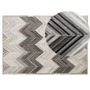 Beliani Area Rug Grey 140 x 200 cm Cowhide Leather Patchwork Material:Cowhide Leather Size:xx140
