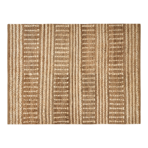 Beliani Area Rug Beige Jute 160 x 230 cm Striped Pattern Hand Woven Boho Hallway Bedroom Material:Jute Size:xx160