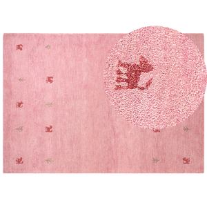 Beliani Wool Area Rug Pink 160 x 230 cm Hand Tufted Western Motif Rustic Modern Design Material:Wool Size:xx160