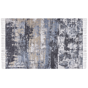 Beliani Area Rug Multicolour Polyester and Cotton 140 x 200 cm Handwoven Printed Abstract Distressed Pattern  Material:Polyester Size:xx140
