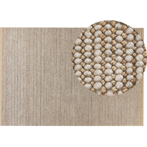 Beliani Area Rug Beige 140  x 200 cm Wool Handwoven Living Room Bedroom Accessory Material:Wool Size:xx140