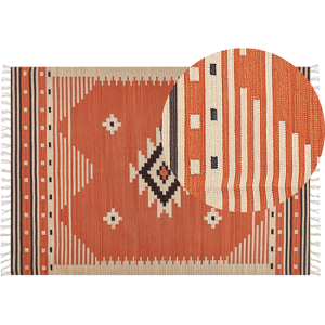 Beliani Kilim Area Rug Multicolour Cotton 160 x 230 cm Reversible Geometric Pattern with Tassels Rectangular Traditional Material:Cotton Size:xx160