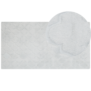 Beliani Faux Rabbit Fur Rug Light Grey Artificial Polyester Fur 80 x 150 cm Soft Shaggy High Pile Trellis Pattern  Rug Material:Polyester Size:xx80