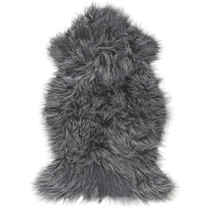 Beliani Faux Sheepskin Rug Grey 53 x 88 cm High Pile Rustic Material:Acrylic Size:xx53