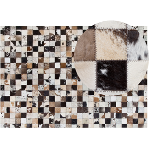 Beliani Rug Brown Beige Leather 160 x 230 cm Modern Patchwork Cowhide Handcrafted Material:Cowhide Leather Size:xx160