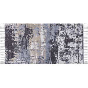 Beliani Area Rug Multicolour Polyester and Cotton 80 x 150 cm Handwoven Printed Abstract Distressed Pattern Material:Polyester Size:xx80