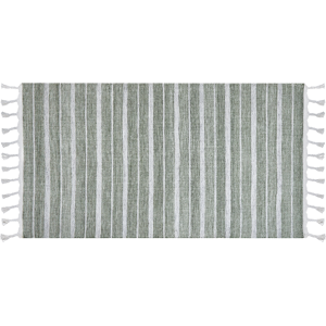 Beliani Area Rug Green Fabric 80 x 150 cm Living Room Bedroom Stripe Pattern Modern Material:Synthetic Material Size:xx80